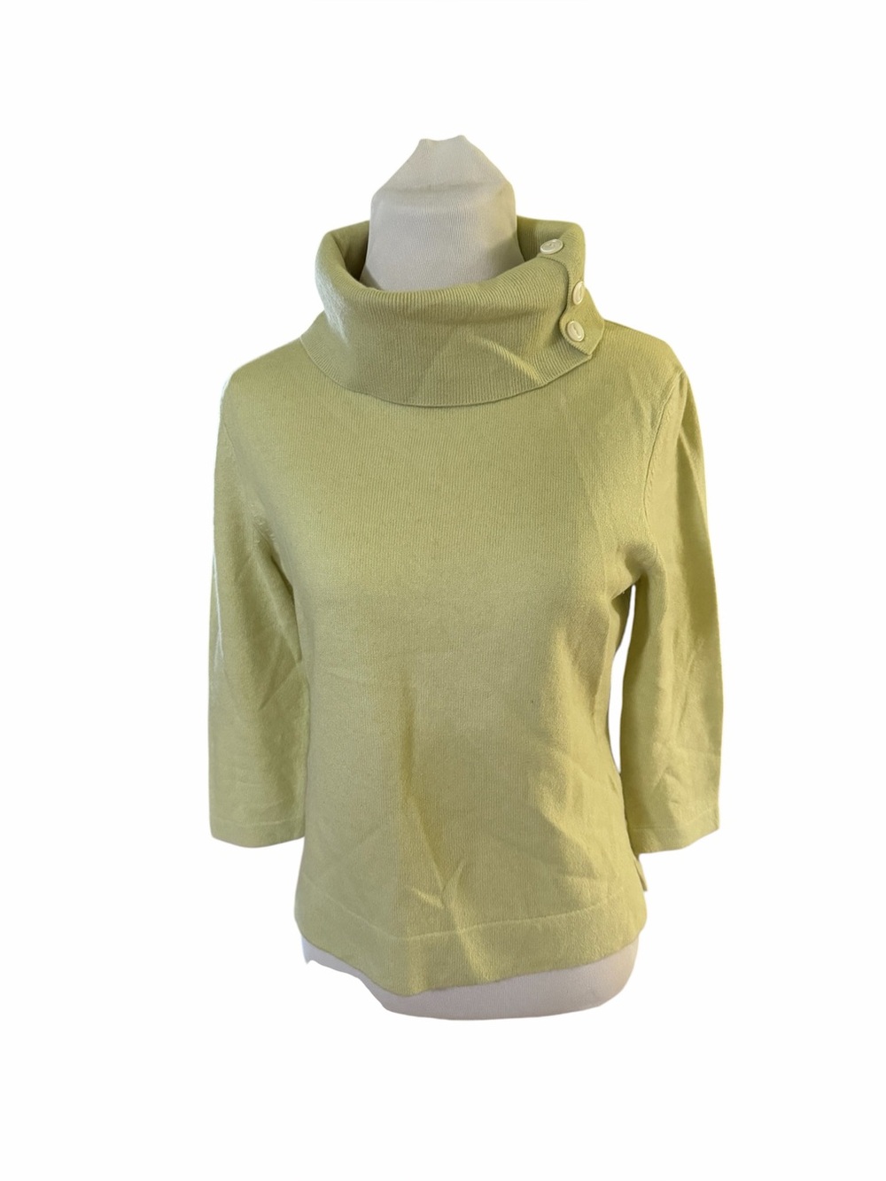 Vtg Jones NY petite 100% cashmere sweater with buttoned collar S 90s minimalist
